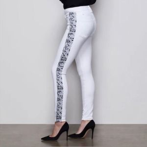 Good American White High Rise Jeans with Black Pattern